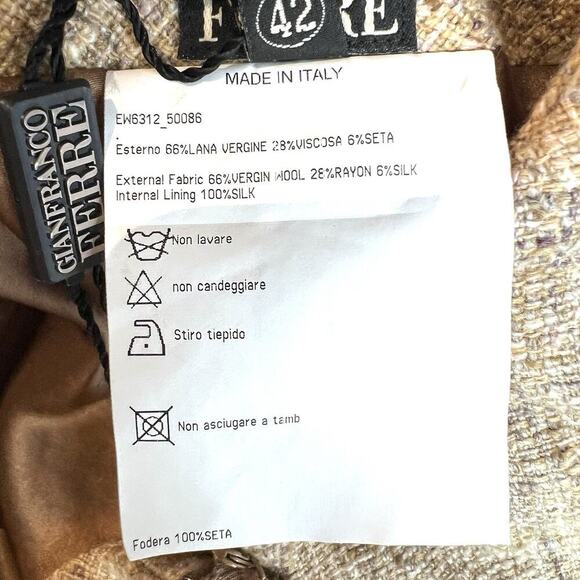 Vintage Gianfranco Ferre Brown Wool Silk Blend Pencil Skirt Size 42 - Picture 7 of 7